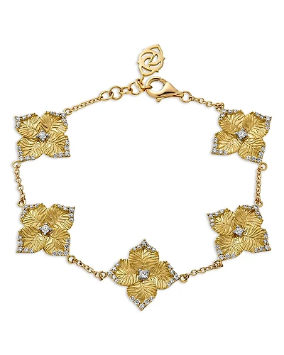 Piranesi 18K Yellow Gold Oro Fiore Diamond Flower Link Bracelet