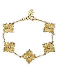 Piranesi 18K Yellow Gold Oro Fiore Diamond Flower Link Bracelet