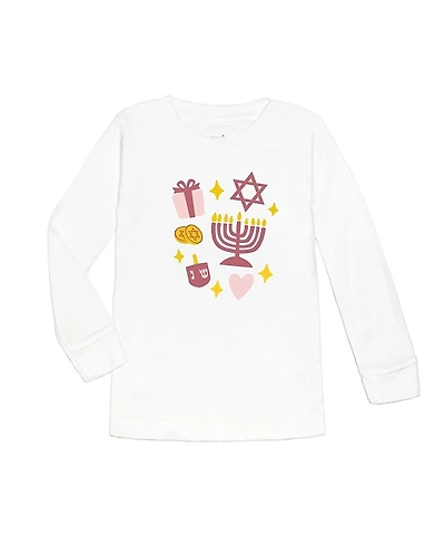 Sweet Wink Girls' Hanukkah Doodle Long Sleeve Shirt - Baby