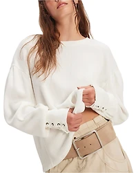 Free People Lapis Lace Up Cuff Sweatshirt