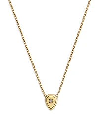Zoe Chicco 14K Yellow Gold Midi Bitty Diamond Accent Shield Pendant Necklace, 14-16
