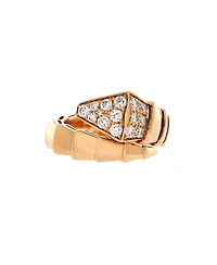 Pre-Owned Bvlgari Wide Serpenti Viper One-Coil Ring 18K Rose Gold with Diamonds