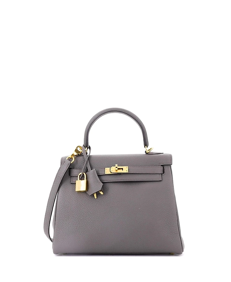 Pre-Owned HERMES Kelly Handbag Grey Togo with Gold Hardware
