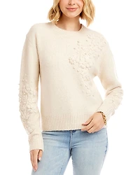 Karen Kane Hand Embroidered Flower Detail Sweater