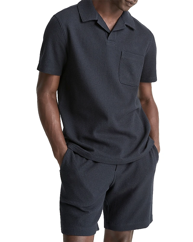Vince Short Sleeve Seersucker Polo Shirt