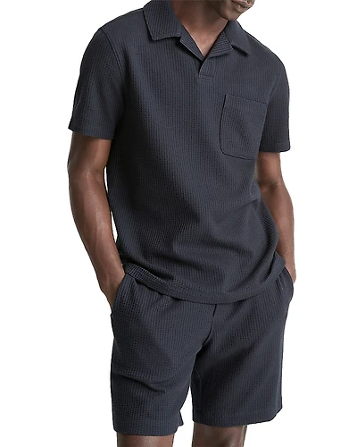 Vince Short Sleeve Seersucker Polo Shirt