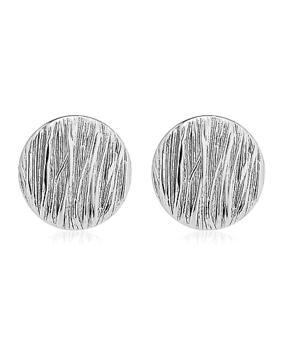 Oradina Sterling Silver Linen Button Earrings