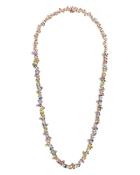 Suzanne Kalan 18K Rose Gold Bold Rainbow Sapphire & Diamond Tennis Necklace, 17