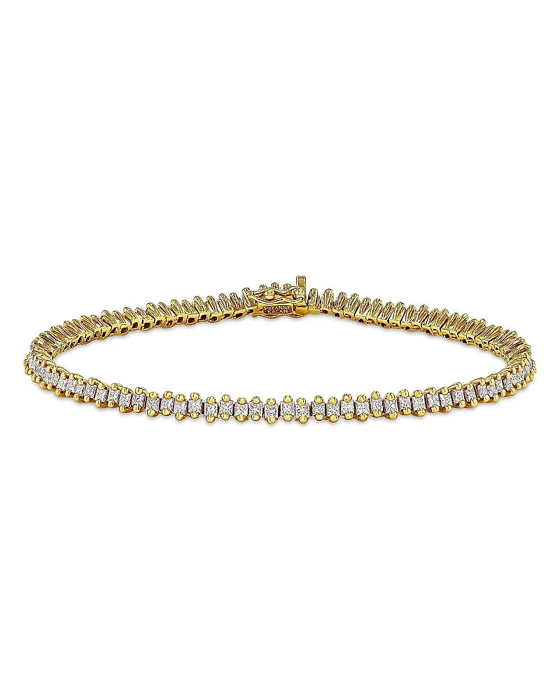 Suzanne Kalan 18K Yellow Gold Diamond Princess Tennis Bracelet