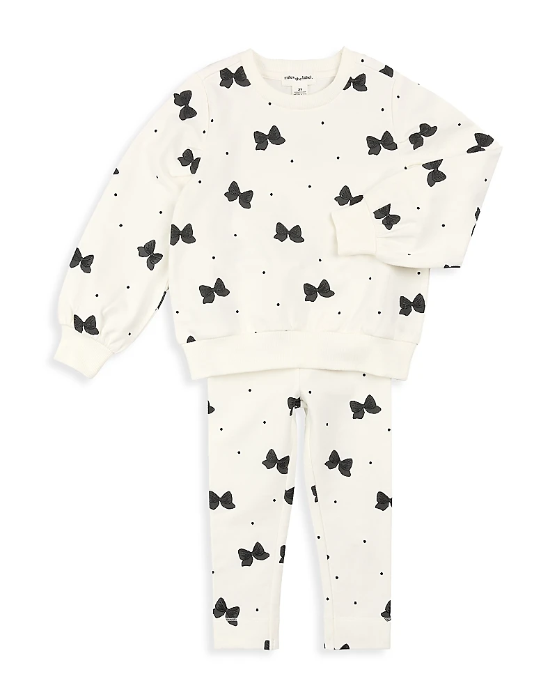 Miles The Label Girls' Bows Print Sweatshirt & Leggings Set - Little Kid, Big Kid