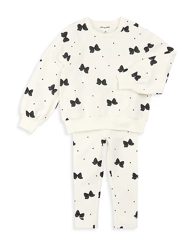 Miles The Label Girls' Bows Print Sweatshirt & Leggings Set - Little Kid, Big Kid