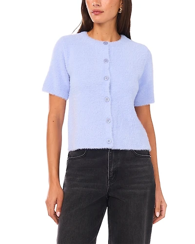 1.state Eyelash Texture Short Sleeve Cardigan