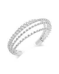 Aqua Salvo Rhinestone Multi Row Cuff Bracelet - Exclusive