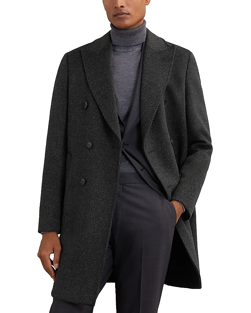 Reiss Timpano Wool Blend Regular Fit Double Breasted Overcoat