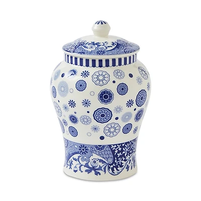 Spode Blue Italian Brocato Lidded Vase 5