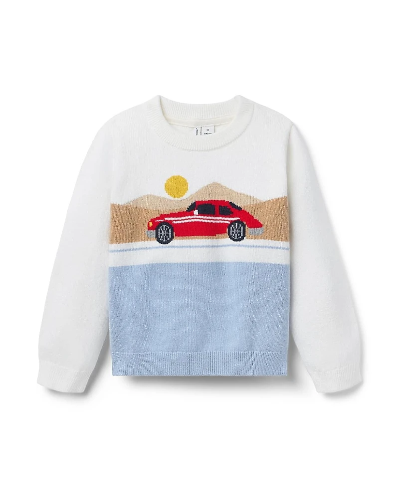 Janie and Jack Unisex The Race Car Sweater - Little Kid, Big Kid