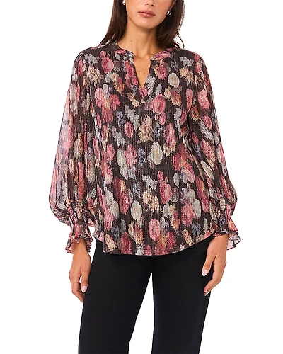 Vince Camuto Metallic Threaded Balloon Sleeve Top