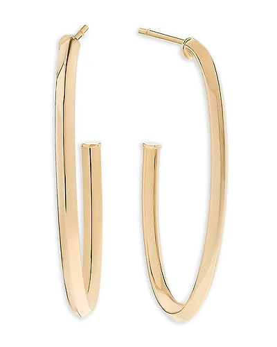 Lana Jewelry 14K Yellow Gold Narrow Oval Hoop Earrings