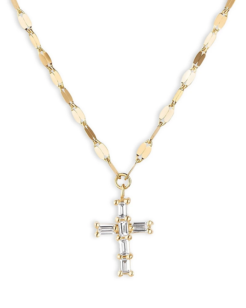 Lana Jewelry Diamond Baguette Cross Pendant Necklace