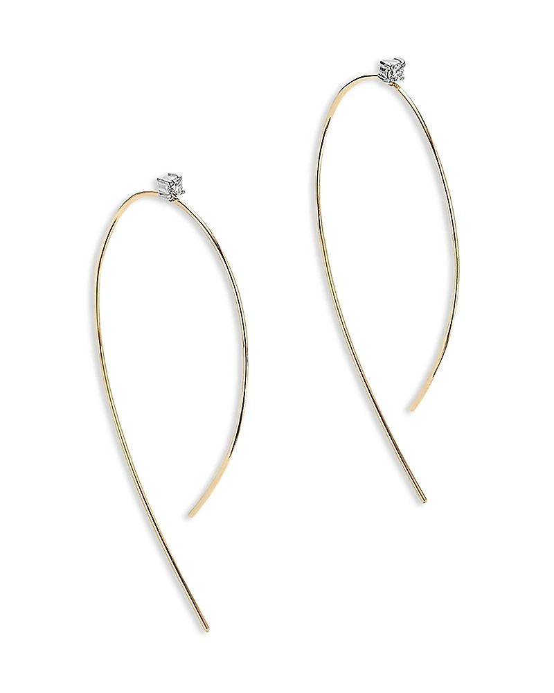 Lana Jewelry Diamond Solitaire Threader Hoop Earrings