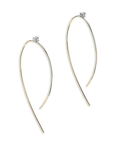 Lana Jewelry Diamond Solitaire Threader Hoop Earrings