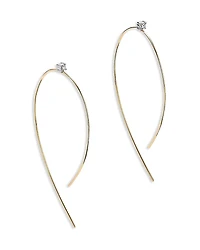 Lana Jewelry Diamond Solitaire Threader Hoop Earrings