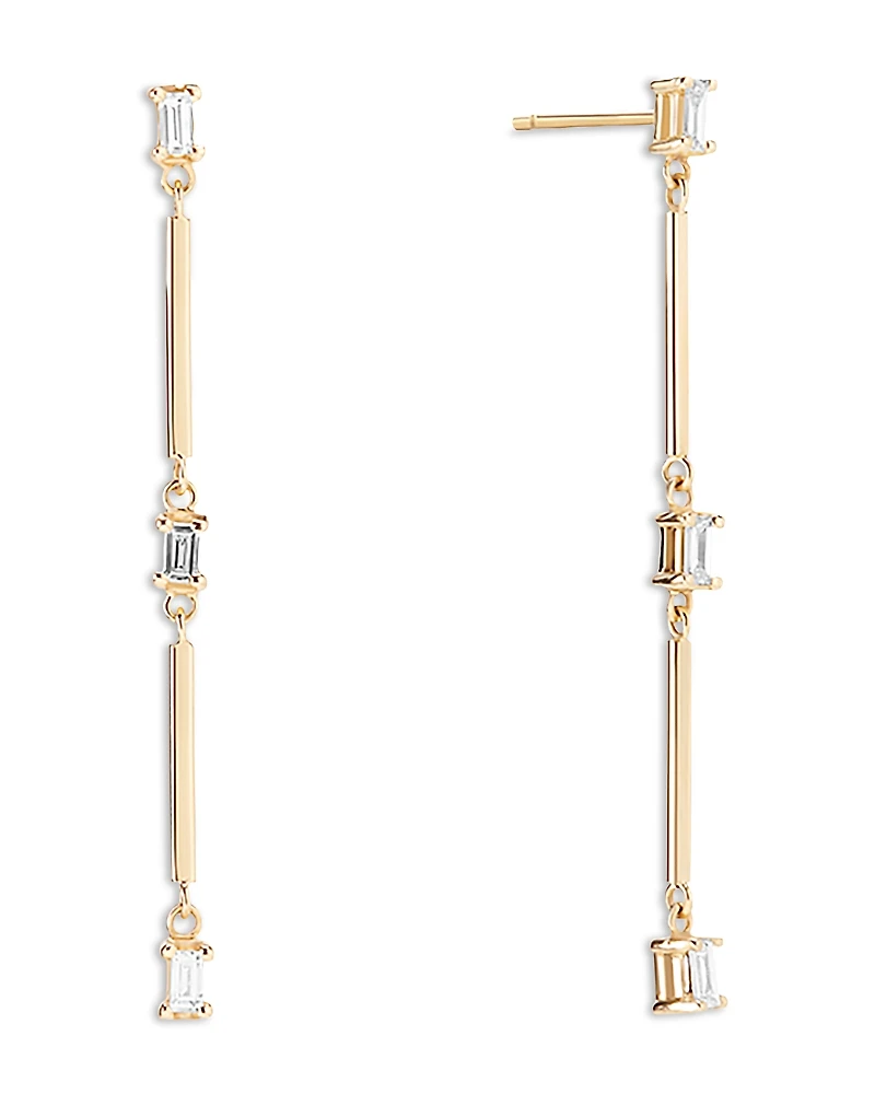 Lana Jewelry Baguette Diamond Bar Linear Drop Earrings