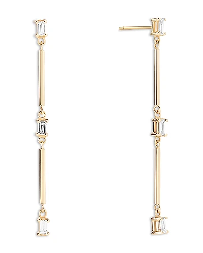 Lana Jewelry Baguette Diamond Bar Linear Drop Earrings