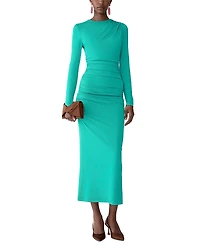 Carolina Herrera Draped Mock Neck Dress