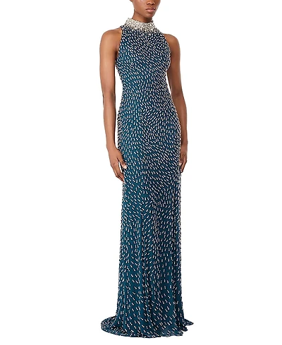 Jenny Packham Sisley High-neck Embellished Maxi Dress