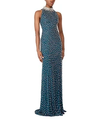 Jenny Packham Sisley High-neck Embellished Maxi Dress