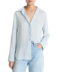 Vince Long Sleeved Button Down Silk Blend Blouse
