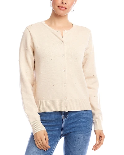 Karen Kane Faux Pearl Trim Cardigan