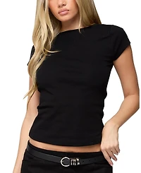 Edikted Oliana Ribbed Boat Neck T-Shirt