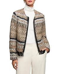 Nic+Zoe Textured Fringe Trim Jacket