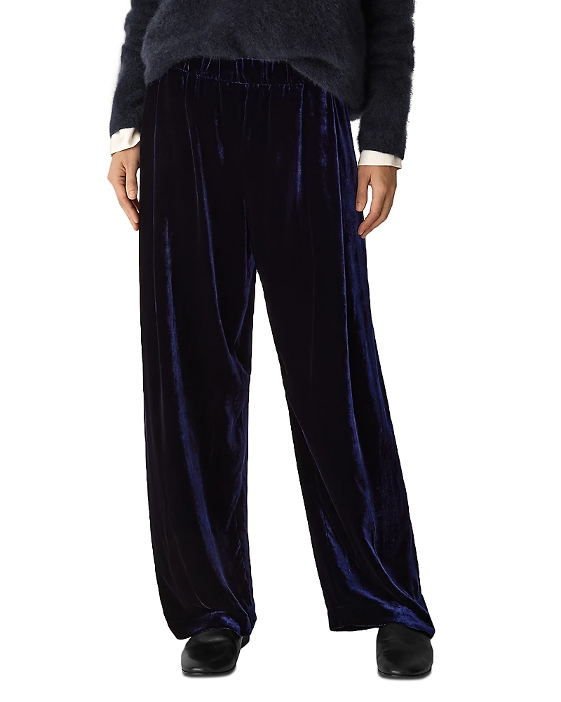 Eileen Fisher Plus Velvet Straight Ankle Pleated Pants
