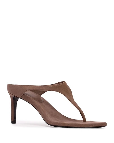 Black Suede Studio Women's Square Toe Thong Sandals