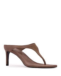 Black Suede Studio Women's Square Toe Thong Sandals