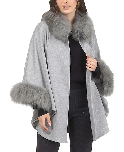 Gorski Cashmere & Wool Cape With Lamb Trim