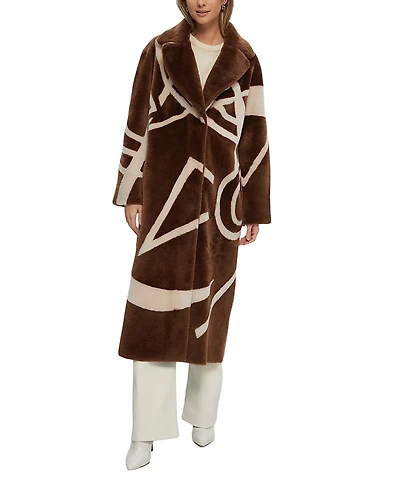 Gorski Merino Shearling Coat with Intarsia