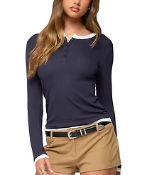 Edikted Contrast Layered Look Henley Top
