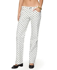 Edikted Romily Polka Dot Low Rise White Wash Jeans