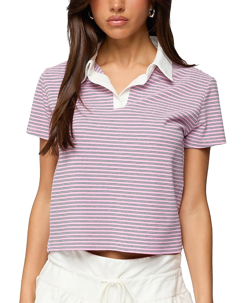 Edikted Lennie Striped Polo Top