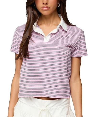 Edikted Lennie Striped Polo Top