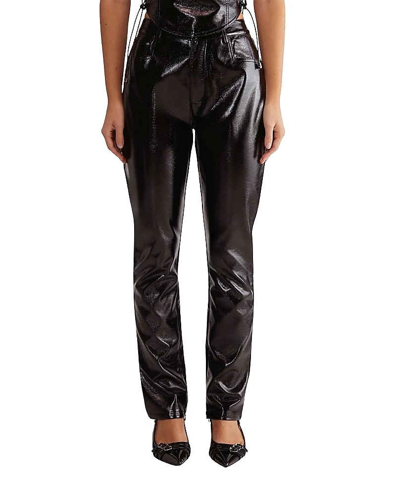 Nasty Gal Distressed High Waisted Vinyl Pants
