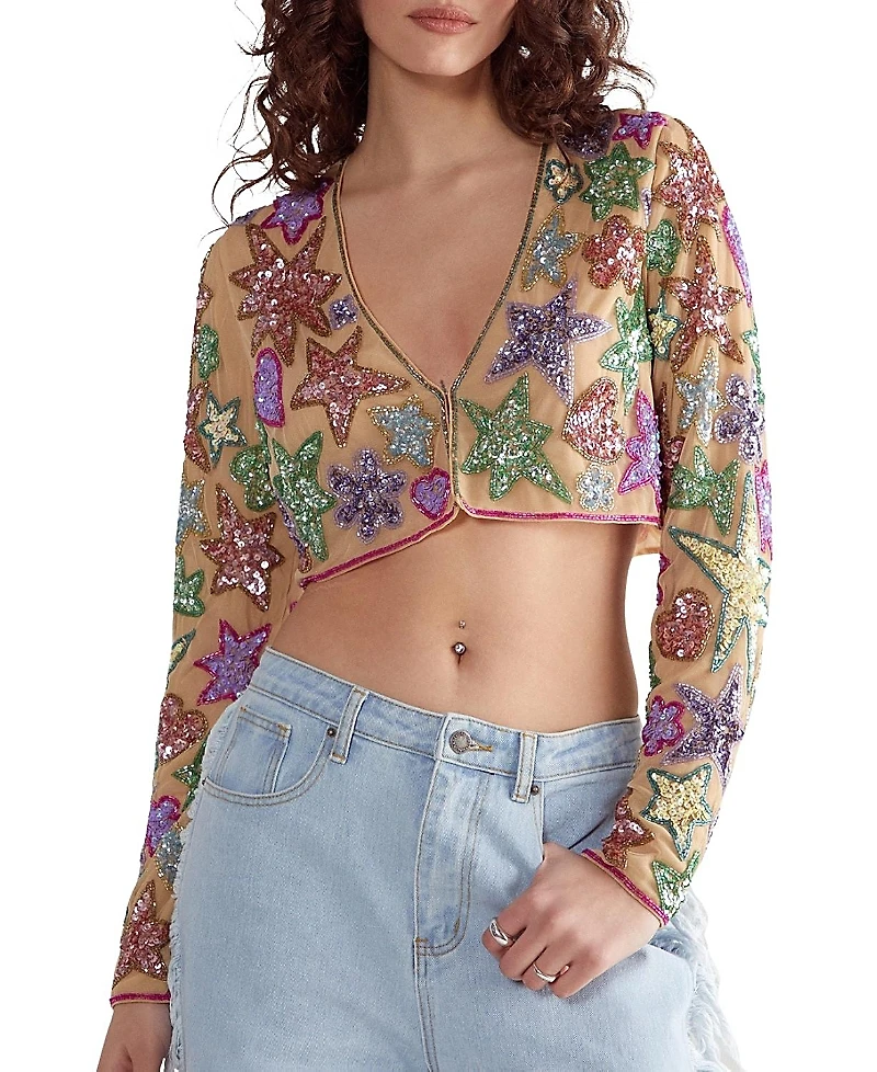 Nasty Gal Star And Heart Embellished Crop Jacket