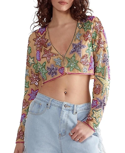 Nasty Gal Star And Heart Embellished Crop Jacket