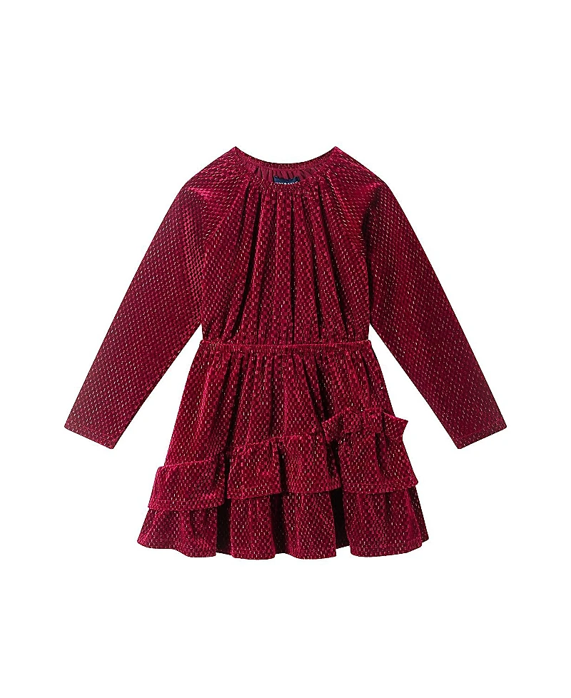 Andy & Evan Girls' Velvet Asymmetrical Tiered Dress - Little Kid