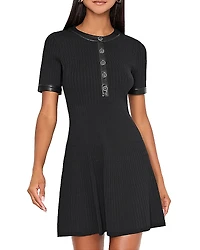 Milly Faux Leather Trim Dress