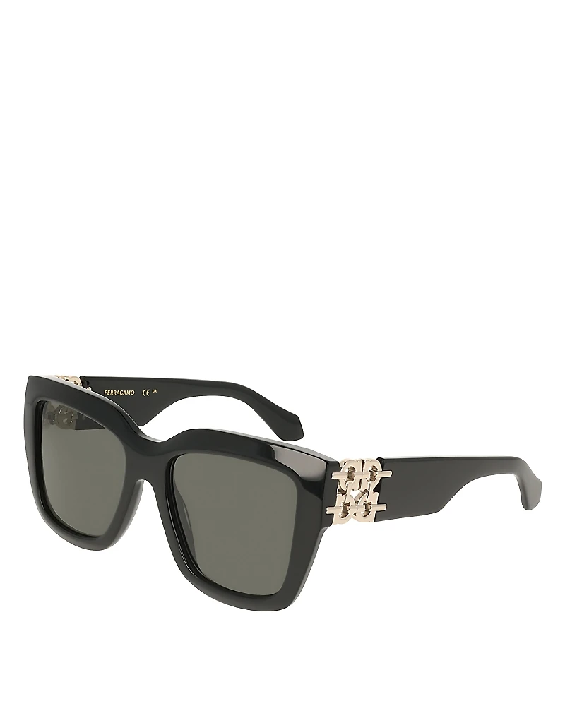 Ferragamo Gancini Chain Hinge Square Sunglasses, 55mm